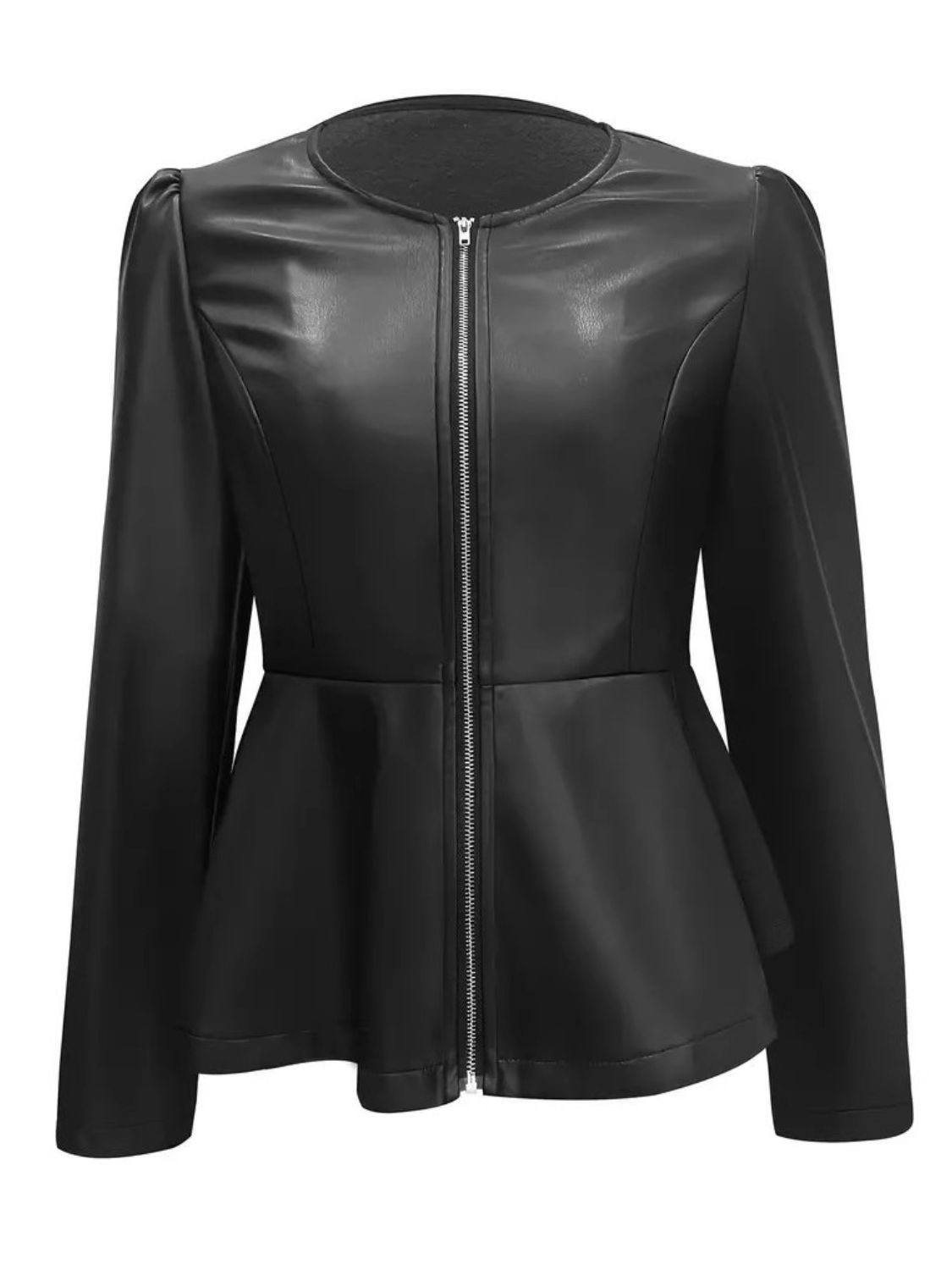 Peplum Zip Up Long Sleeve Jacket