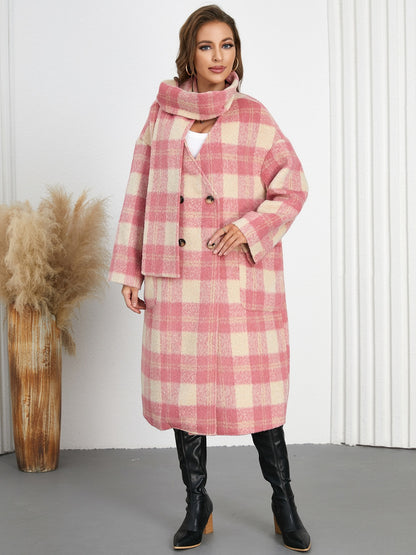 Plaid Button Up Long Sleeve Coat