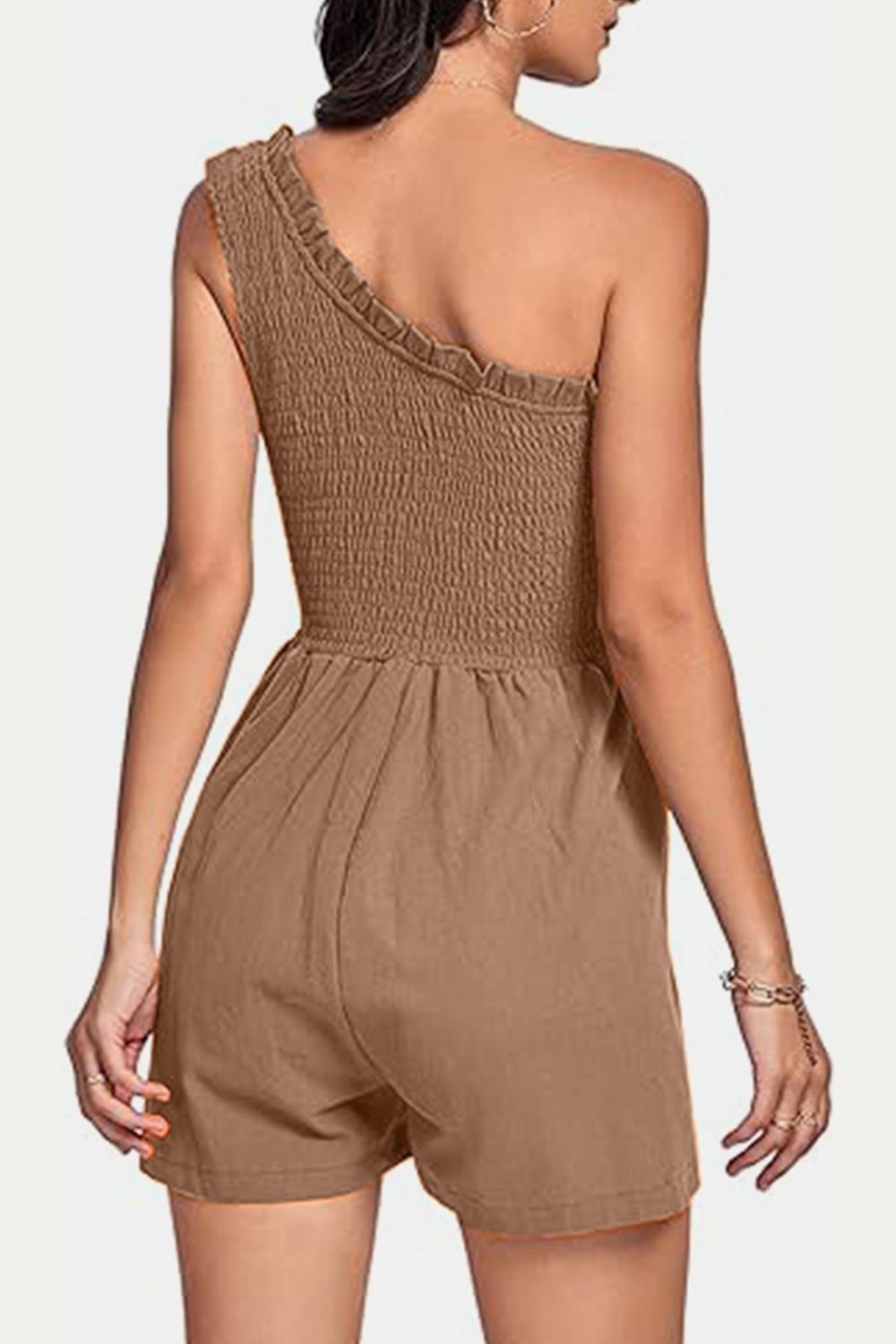 Smocked Single Shoulder Romper