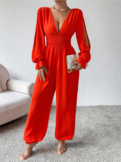 One Shoulder Short Sleeve Top and Wide Leg Pants Set