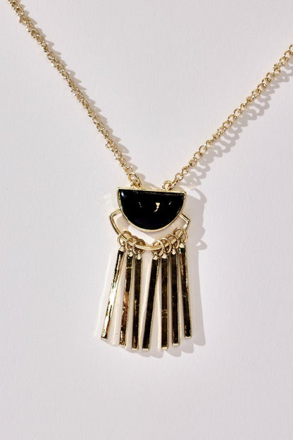 Moon Shape Tassel Necklace and Earring Set