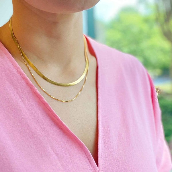 Layered Herringbone Chain Necklace