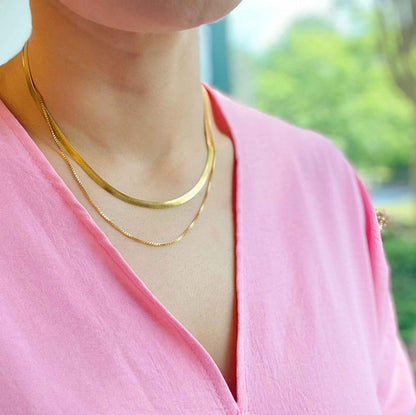 Layered Herringbone Chain Necklace