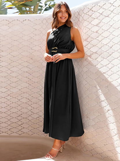 Single Shoulder Midi Dress