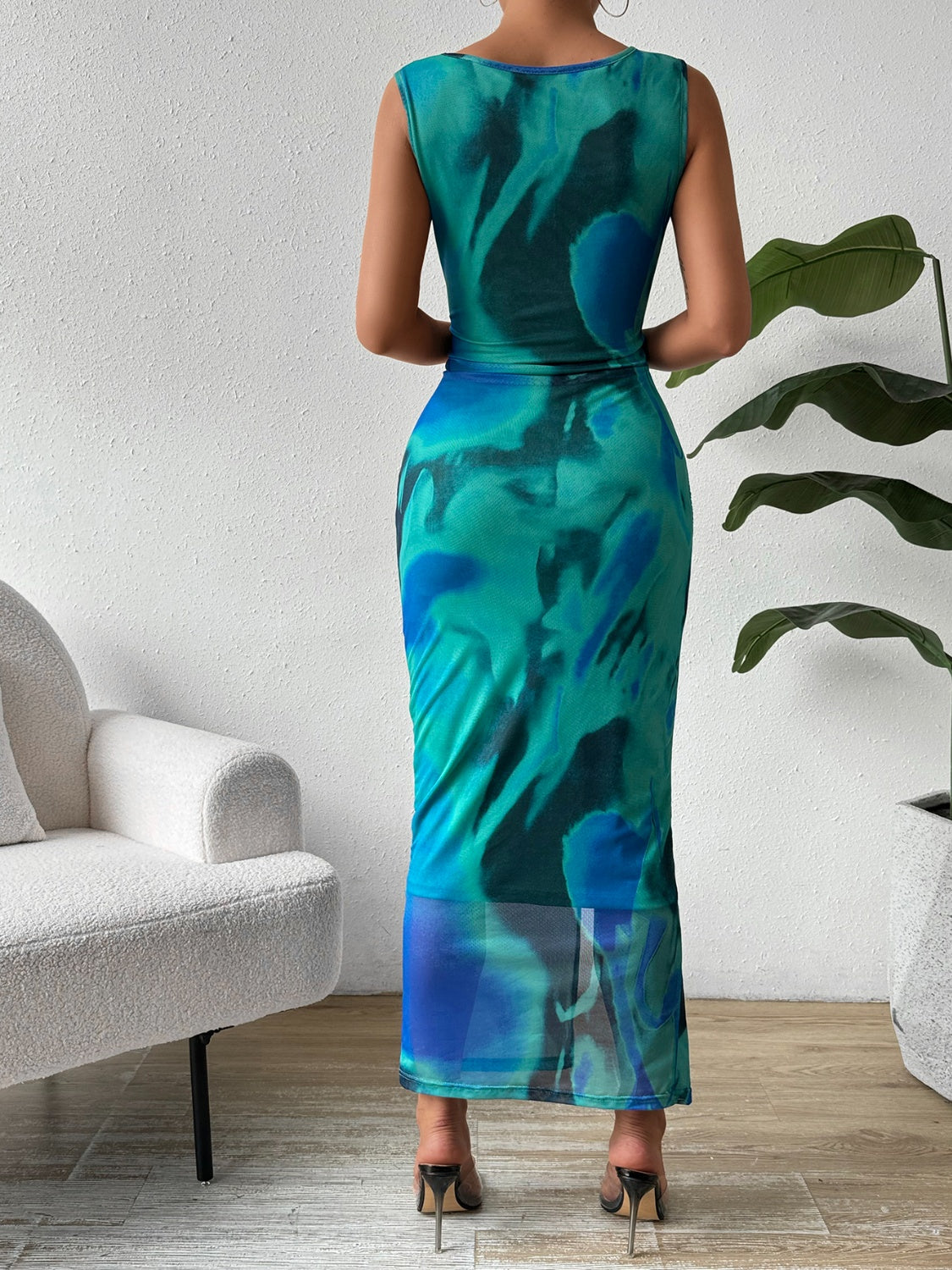 Slit One Shoulder Sleeveless Maxi Dress