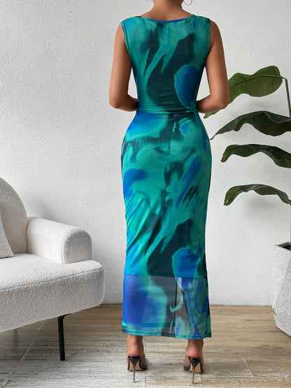 Slit One Shoulder Sleeveless Maxi Dress