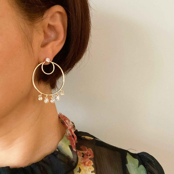 Double Circle Front Back Hoop Earrings