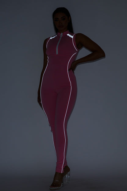 Reflective Piping Bodycon Jumpsuit