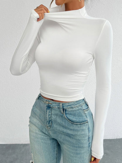 Mock Neck Long Sleeve T-Shirt