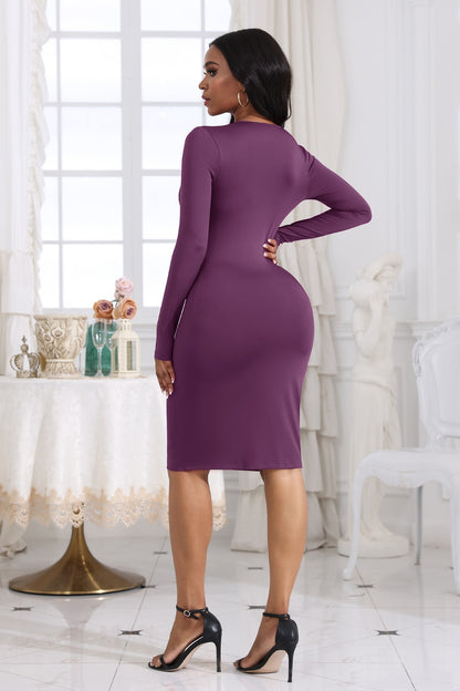 Cutout Twisted Long Sleeve Mini Dress