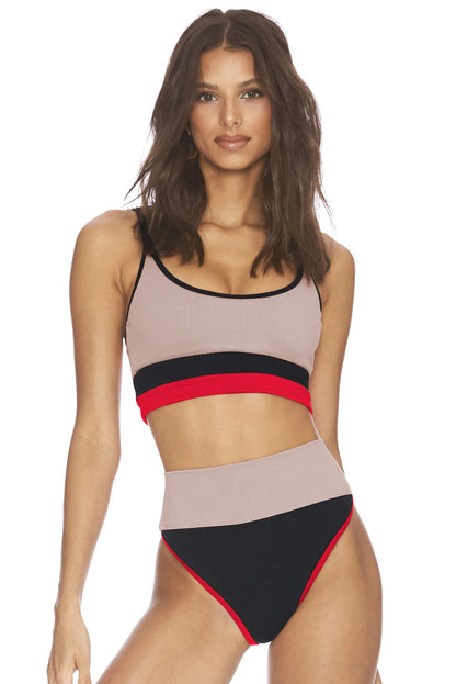 Color Block Spaghetti Strap Two-Piece Swim Set