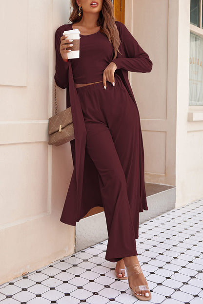 Drawstring Tank, Long Sleeve Cover Up and Pants Set