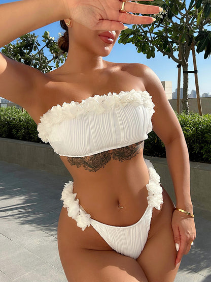 Applique Tie Back Two-Piece Bikini Set