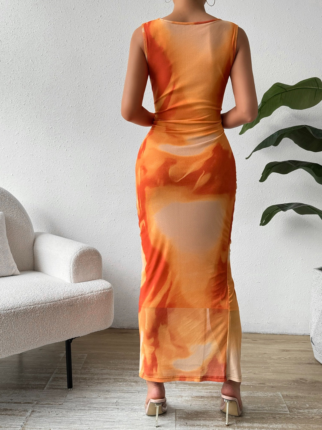 Slit One Shoulder Sleeveless Maxi Dress