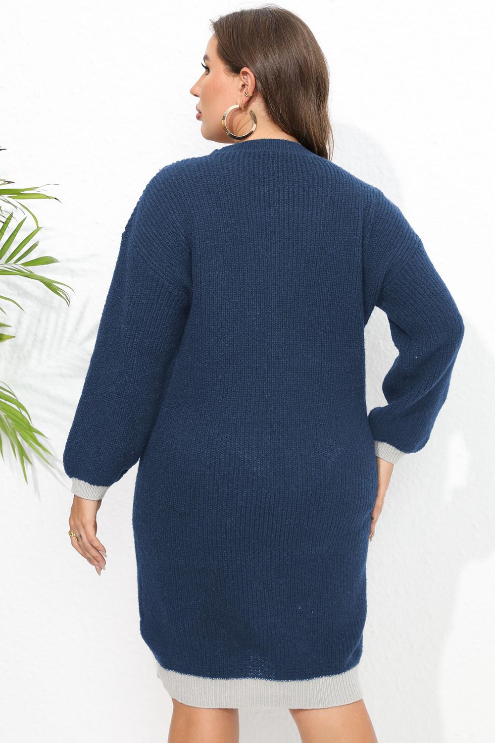 Plus Size Long Sleeve Sweater Mini Dress